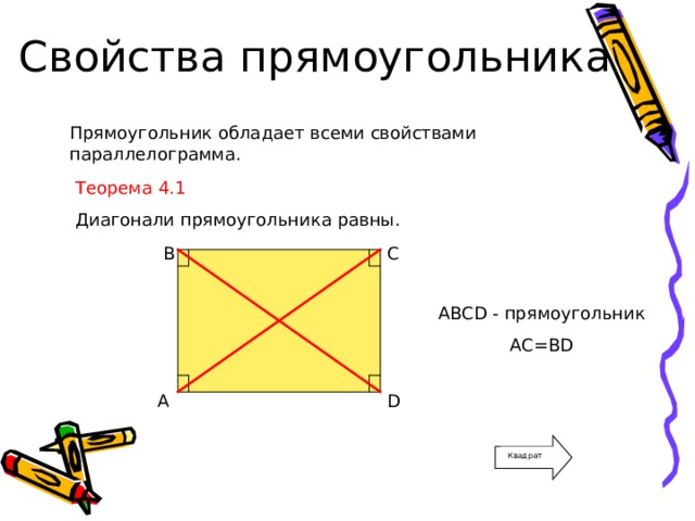 Какие свойства прямоугольника