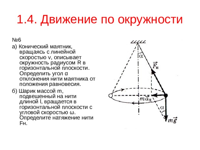 Вращение по окружности на нити