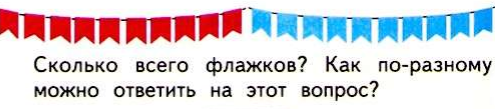 Сколько флажков. 10 Красных флажков синих. Сколько красных флажков на нитке синих. Сколько всего флажков как по разному можно ответить на этот вопрос. Красные и синие флажки по математике.