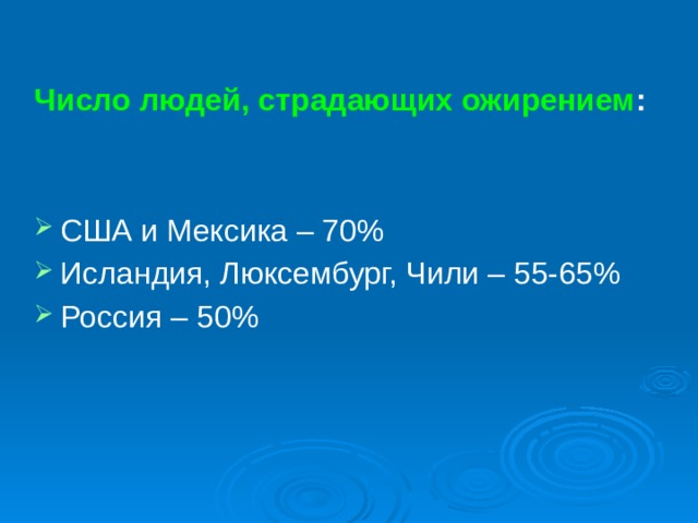 Число людей, страдающих ожирением :