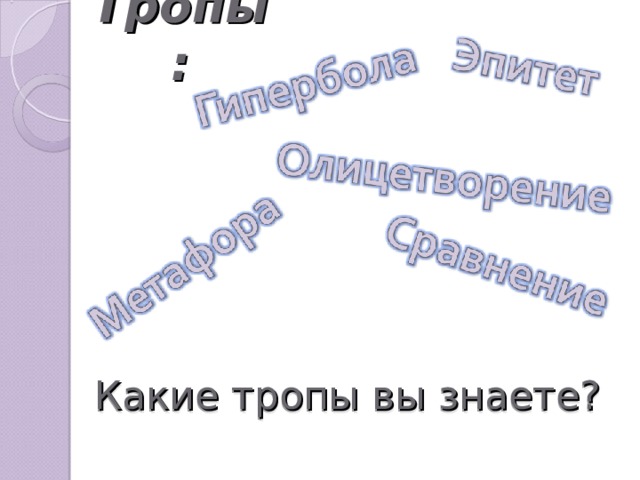 Тропы:   Какие тропы вы знаете?