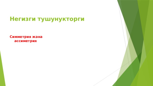  Негизги тушунукторги    Симметрия жана  ассиметрия 