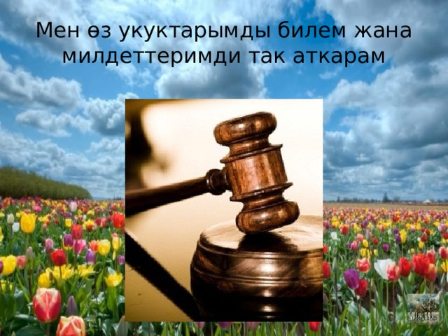 Мен өз укуктарымды билем жана милдеттеримди так аткарам 