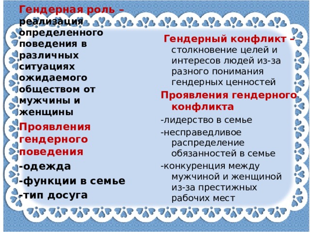 Гендер социальный пол 11 класс обществознание презентация