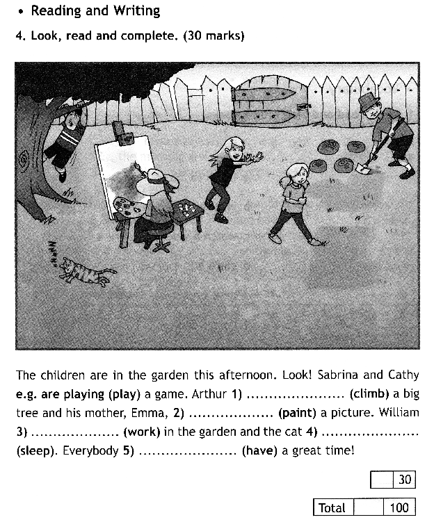 Reading and writing 3. Look read and complete 3 класс ответы. Look read and complete 30 Marks 3 класс. Reading and writing look read and complete 30 Marks the children are in the Garden this afternoon.look! Ответы. Everybody ... (Have) a great time! Ответ.