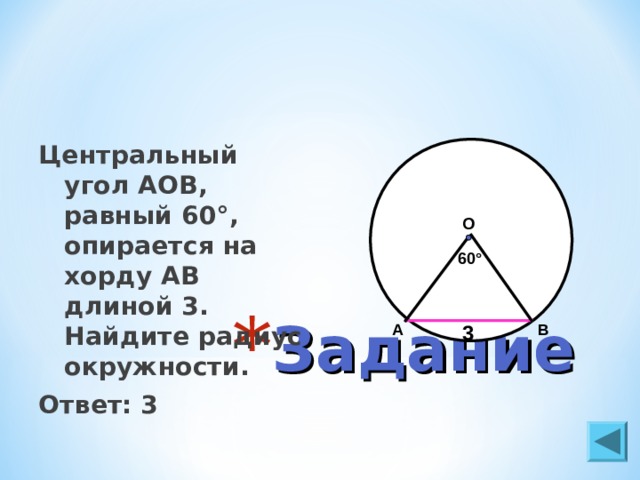 Найдите длину хорды ab на рисунке если сторона клетки равна 1