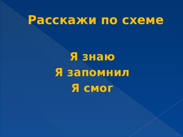 Расскажи по схеме Я знаю Я запомнил Я смог