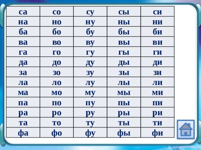 Генератор слоговых таблиц