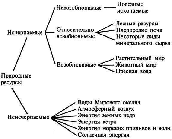 Ресурсы биосферы рекреационные и другие виды ресурсов схема