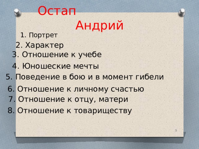 Различия остапа и андрия