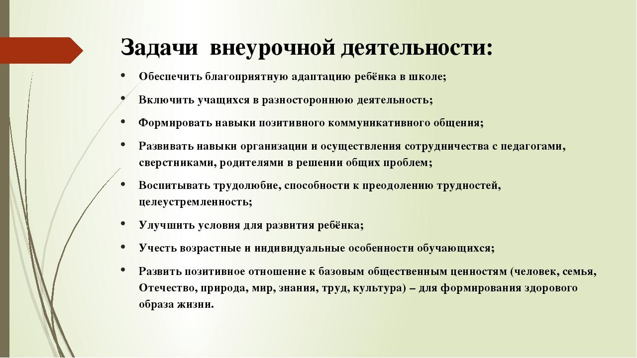 Схема анализа внеурочного занятия