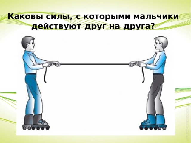 Каковы силы, с которыми мальчики действуют друг на друга? 