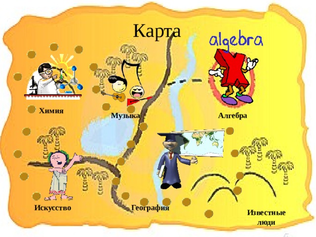 Карта Химия Алгебра Музыка География Искусство Известные люди  