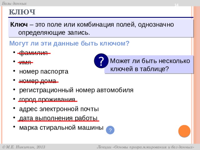 Поле однозначно идентифицирующее таблицу