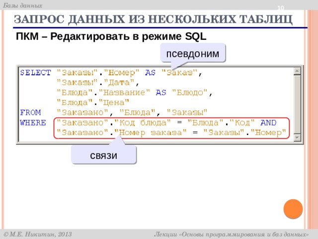 Запрос в режиме sql