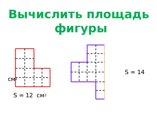 Вычислить площадь фигуры  S = 14 см 2   S = 12 см 2 