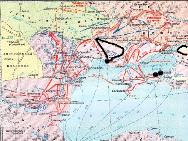 Цифрой 2 на схеме обозначено местечко кючук кайнарджи