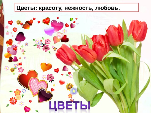 Цветы: красоту, нежность, любовь. 