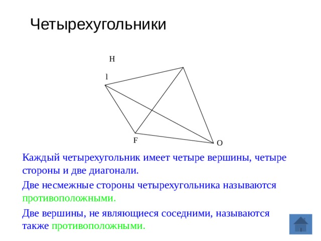 Четырехугольник стороны вершины диагонали