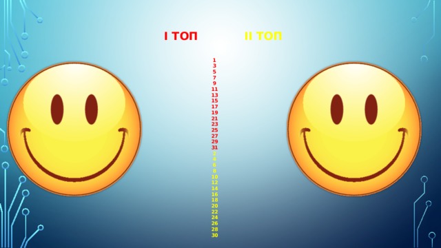 I топ II топ 1  3  5  7  9  11  13  15  17  19  21  23  25  27  29  31  2  4  6  8  10  12  14  16  18  20  22  24  26  28  30 