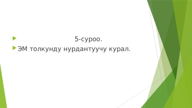  5-суроо. ЭМ толкунду нурдантуучу курал. 