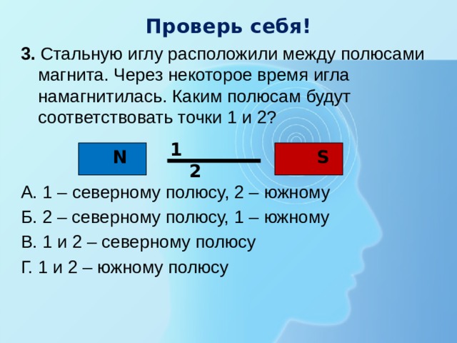 Какие магнитные полюса изображены на рисунке 1 северный 2 северный