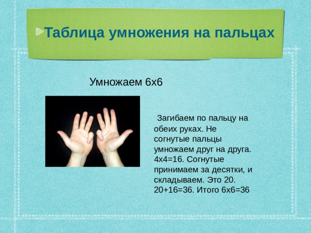 Таблица умножения на пальцах