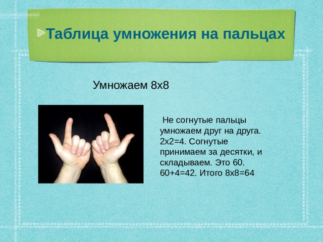 Таблица умножения на пальцах