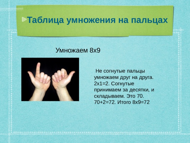 Таблица умножения на пальцах