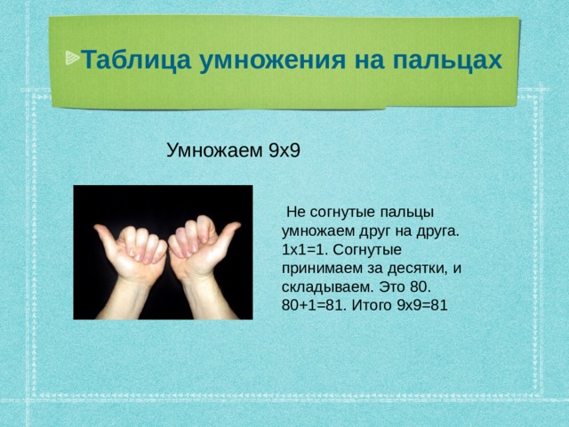 Таблица умножения на пальцах