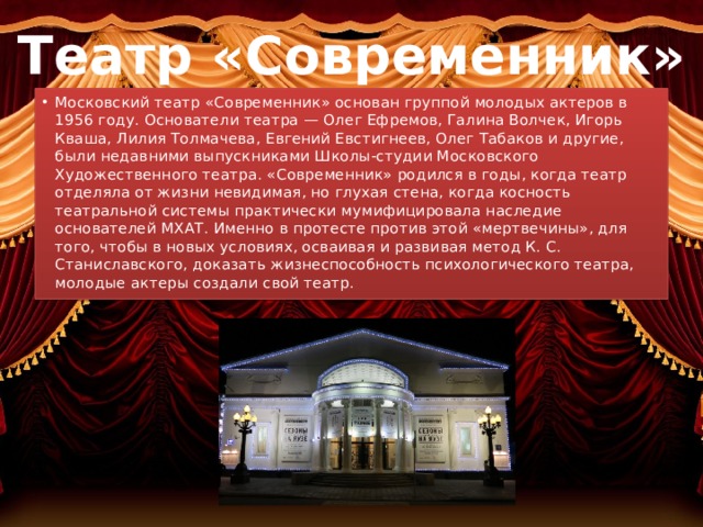 Театр современник карта