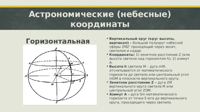 Изобразите на чертеже небесную сферу в проекции на плоскость первого вертикала