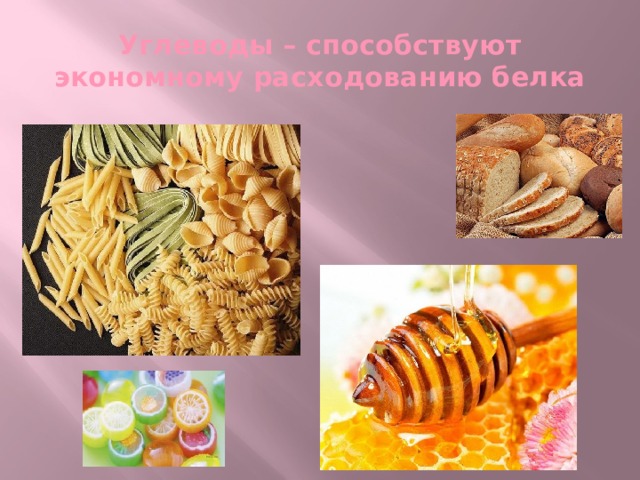Углеводы – способствуют экономному расходованию белка 