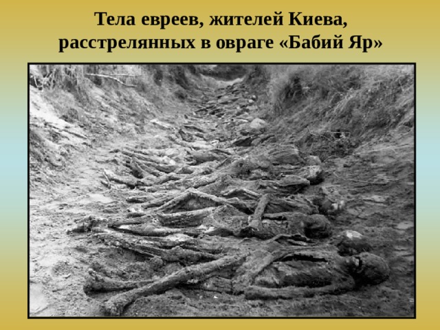 Тела евреев, жителей Киева, расстрелянных в овраге «Бабий Яр» 