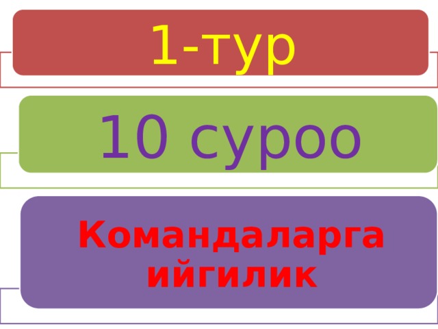 1-тур 10 суроо Командаларга ийгилик 