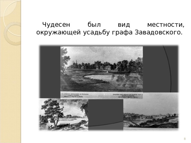 Чудесен был вид местности, окружающей усадьбу графа Завадовского.  