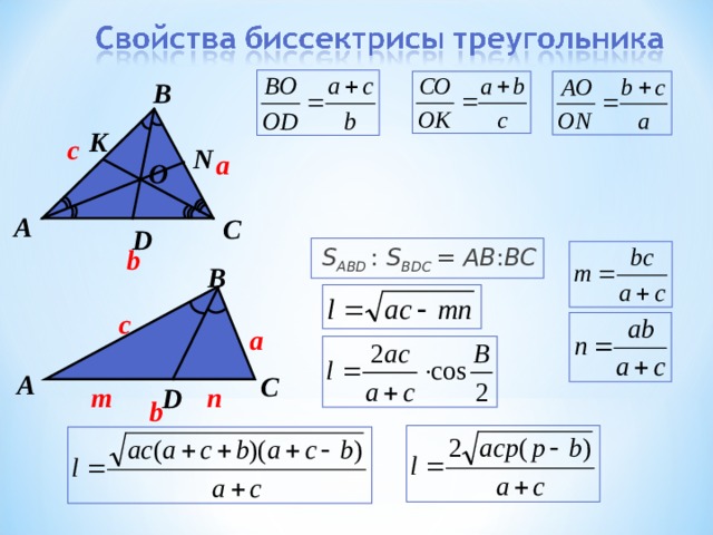 B K с N a O А C D b S AB D   : S B D C   = A B : B C В с a А С m n D b 