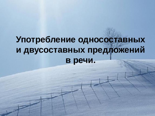 Употребление односоставных и двусоставных предложений в речи.   