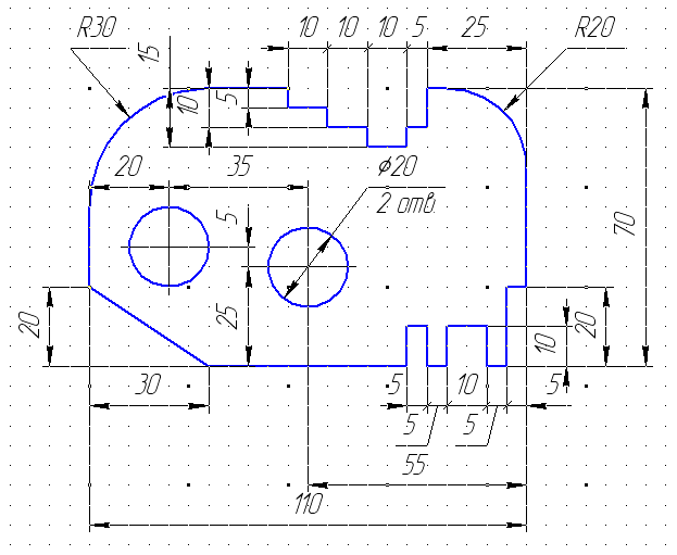 Выполнение чертежа плоской детали и нанесение размеров