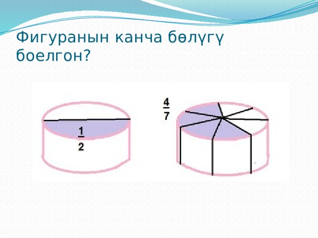 Фигуранын канча бөлүгү боелгон? 