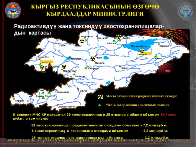 Радиоактивдүү жана токсиндүү хвостохранилищалар- дын картасы 