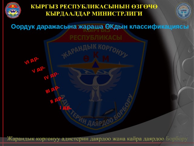 II др. III др. IV др. VI др. V др. Оордук даражасына жараша ӨКдын классификациясы I др. 