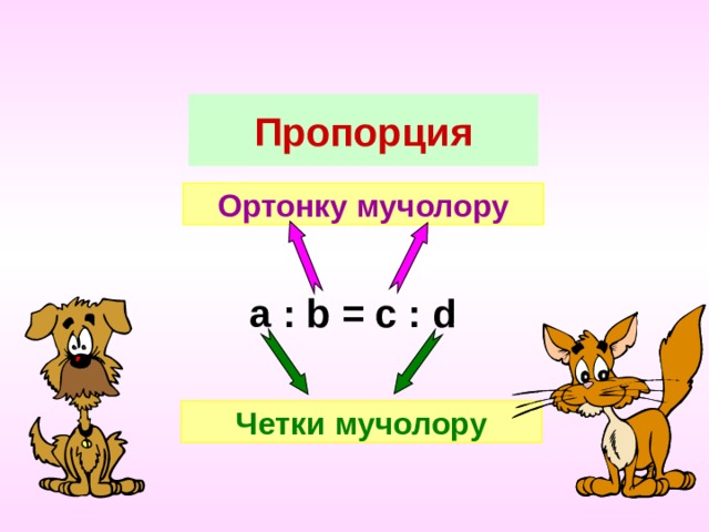 Пропорция Ортонку мучолору a : b = c : d Четки мучолору 