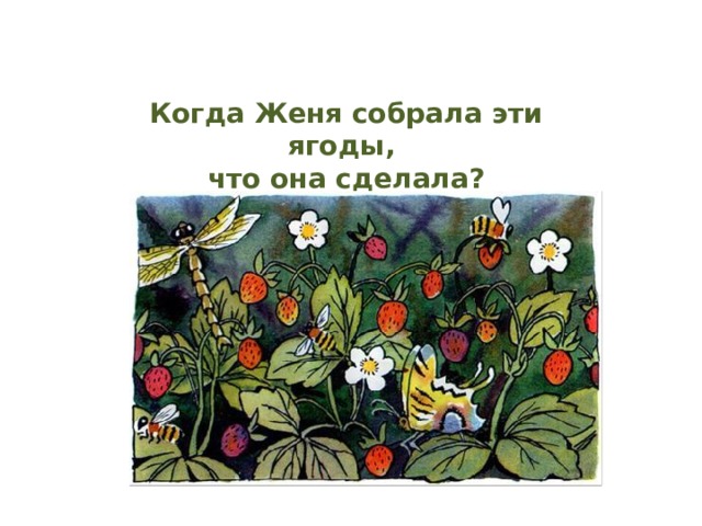 Когда Женя собрала эти ягоды, что она сделала? 