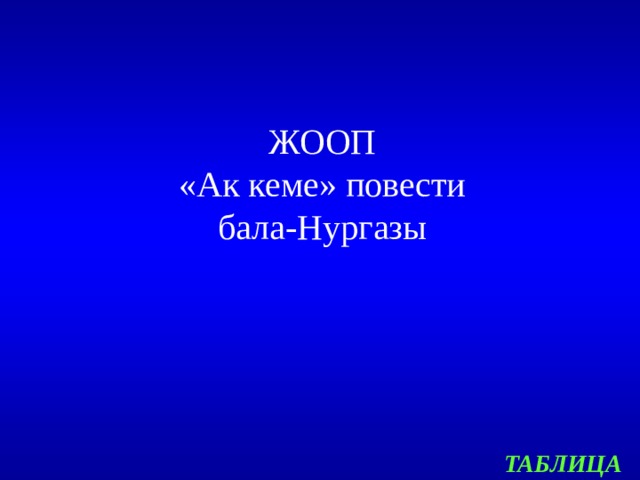 ЖООП  «Ак кеме» повести  бала-Нургазы ТАБЛИЦА 
