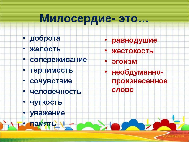 Проект по орксэ 4 класс на тему милосердие забота о слабых взаимопомощь