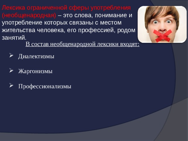 Сферы использования языка