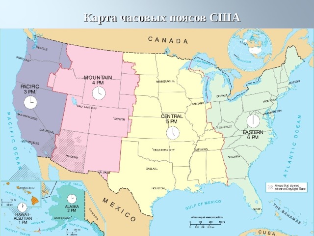 Карта часовых поясов США 
