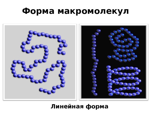 Форма макромолекул Линейная форма 
