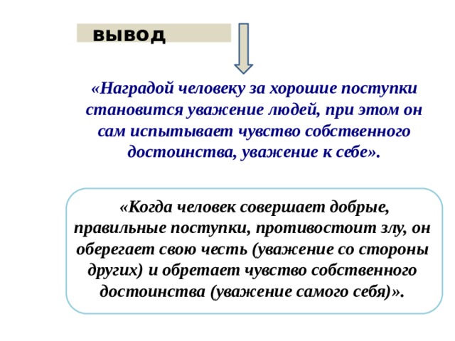 Вывод уважение к человеку